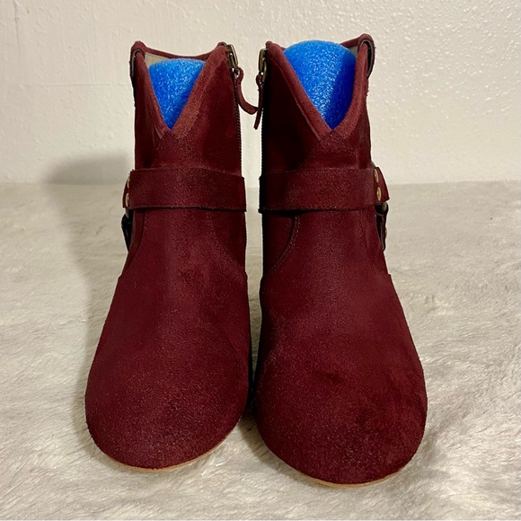 Nordstrom Hinge Billy Burgundy Suede Harness Booties Women’s Size 7.5M - Picture 4 of 13
